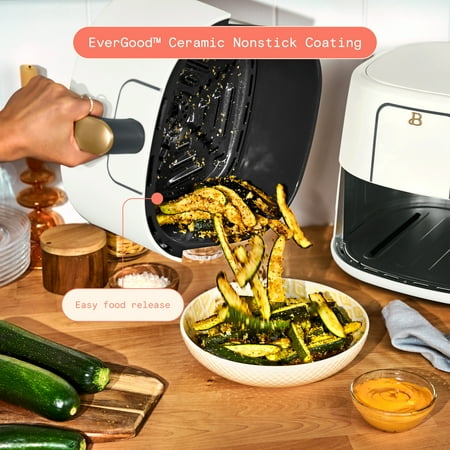 Beautiful 6qt Air Fryer with TurboCrisp Technology, EverGood Ceramic Nonstick Coating, White Icing by Drew Barrymore