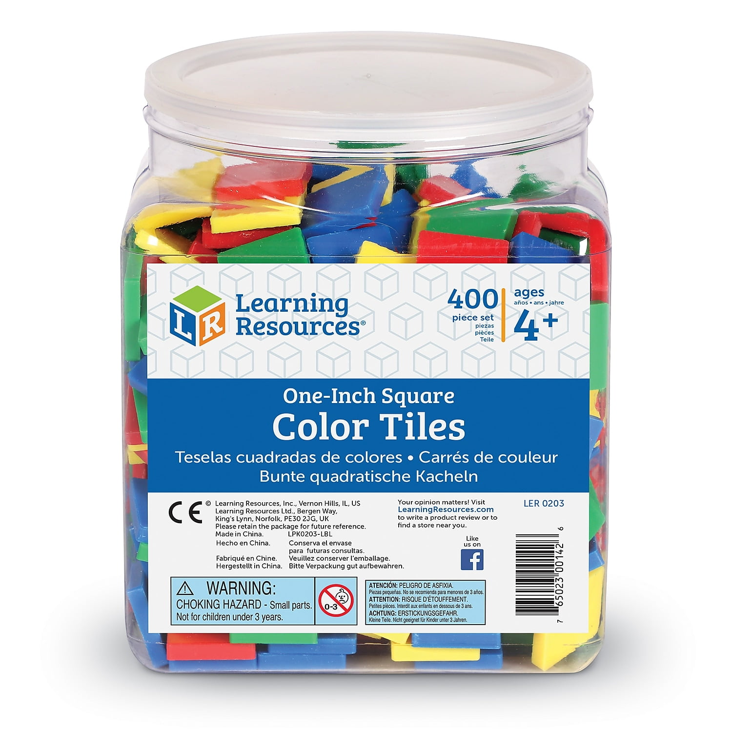 Learning Resources Square Color Tiles, Math Manipulatives, Set of 400, Ages 4+