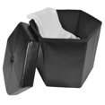 thumbnail image 2 of Traditional Elegance Collapsible Hexagon Storage Ottoman - Black Faux Leather 15x15x15, 2 of 3