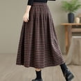 thumbnail image 5 of Gytharion Women's Wool Midi Skirts Fashion Plaid Print Elastic High Waist Skirt Fall Flowy A-Line Swing Long Skirts with Pockets, 5 of 8