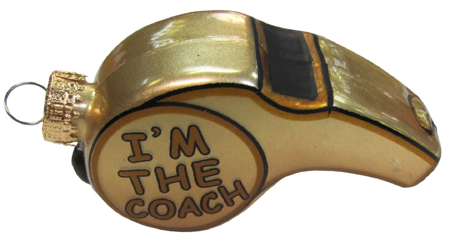 Golden Im The Coach Whistle Christmas Holiday Glass Ornament Walmart