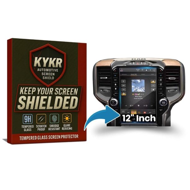 Protector de pantalla Kykr de vidrio templado 12" para Dodge Ram 2019-2025