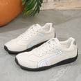 thumbnail image 5 of Domuza Women’s Retro Suede Trim Lace Up Casual Sneakers, Curved Stitch Accent Low Top Lightweight Walking Shoes with Non-Slip Grooved Rubber Outsole Beige 6.5（EU-37）, 5 of 7