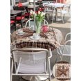 thumbnail image 5 of Outdoor Tablecloth with Umbrella Hole for Patio/Picnic/Party/Camping, Texas Star Vintage Waterproof Table Cloth Round Cover Washable, Brown Retro Art Red Berry Wooden (Dia 54"), 5 of 8