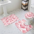 thumbnail image 3 of Nautical Pink Bathroom Rugs Set Seashell Ocean Beach Summer Non Slip Absorbent Soft Bath Mats 3 Piece Set with Bathroom Rug, U-Shaped Floor Mat, Toilet Seat Cover Small Size, 3 of 9