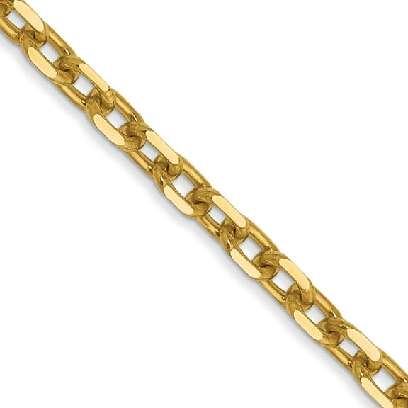 14K Yellow Gold Cable Chain Styles Necklace 16 inch 4 mm Diamond-cut Round Open Link with Lobster Clasp 3