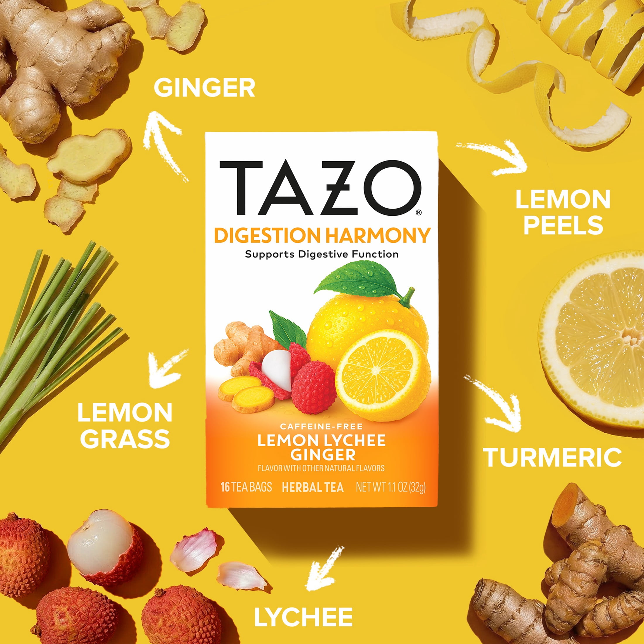 TAZO Digestive Support Herbal Tea, Digestion Harmony – Lemon