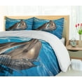 thumbnail image 5 of Ambesonne Dolphin Duvet Cover Sets, Aqua Show Photography, 2-Queen, Blue Dark Taupe, 5 of 7