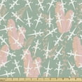 thumbnail image 1 of Feather Upholstery Fabric by the Yard, Nature Theme with Gecko Lizard and Plumage Leaf Shapes Jungle Exotic Animal, Decorative Fabric for DIY and Home Accents, Almond Green Coral by Ambesonne, 1 of 5