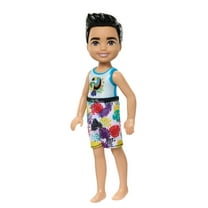 Barbie Chelsea Small Doll with Beach Swimsuit, Toucan & Tropical Leaf Print, Black Hair & Brown Eyes