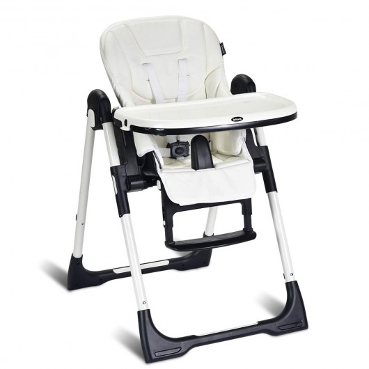 Foldable High chair with Multiple Adjustable BackrestWhite