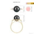 thumbnail image 4 of ANGARA Tahitian Cultured Pearl Ring with Trio Diamonds in 14K Yellow Gold for Women | June Birthstone, Birthday, Anniversary, Jewelry Gift for Women | Pearl Ring, 4 of 8