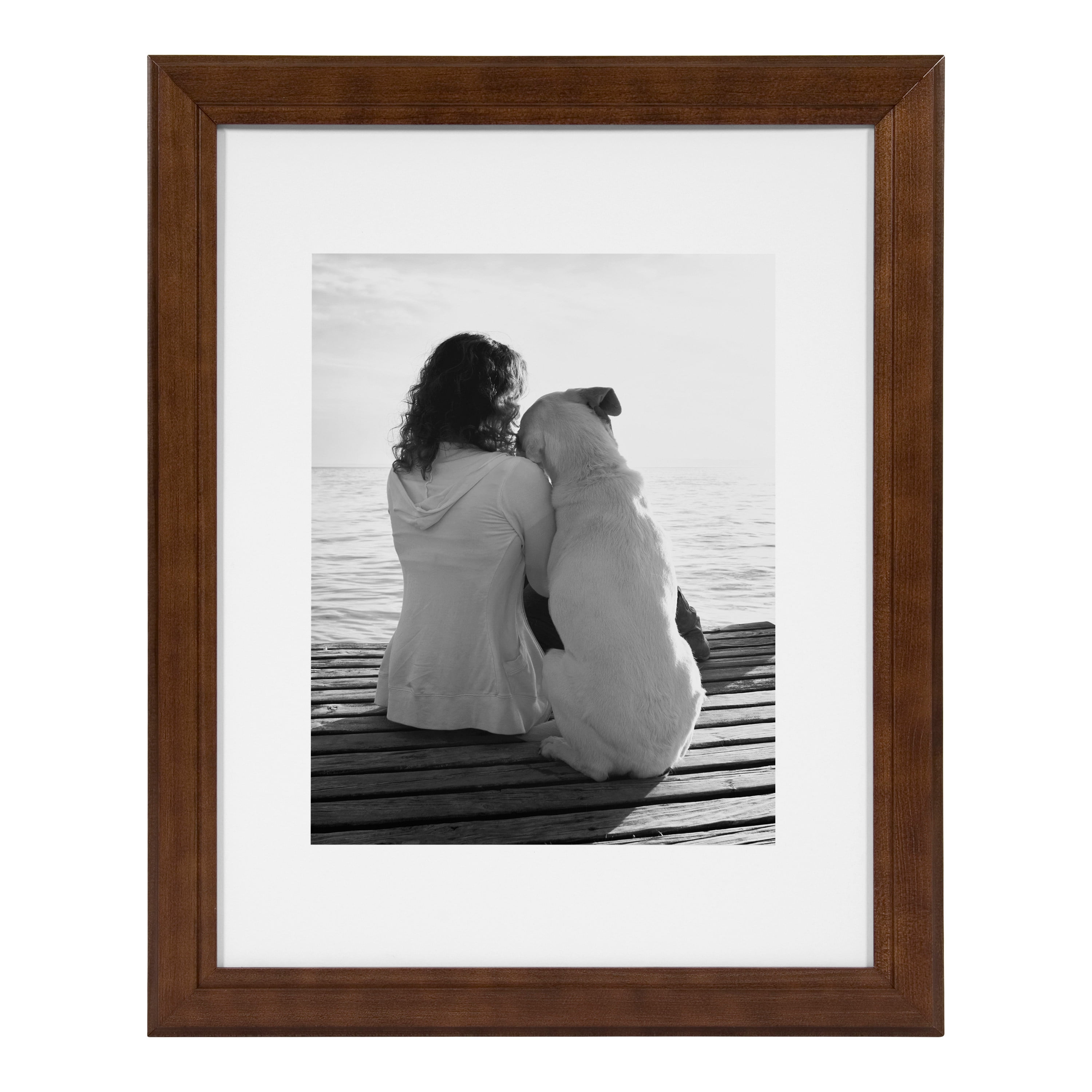 DesignOvation Kieva Solid Wood Picture Frames, Espresso Brown 11x14 matted to 8x10, Pack of 4