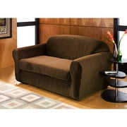 Plush Two-Piece Loveseat Slip Cover, Latte