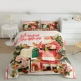 thumbnail image 2 of Manfei Father Christmas King Size Comforter Sets,Xmas Gifts Bedding Comforter Set,Happy New Year Bedding Set For Girls,Microfiber Bedroom Decor Reversible,3pcs, 2 of 8