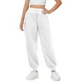 thumbnail image 2 of YOIAVAIOY Womens Winter Fleece Pajamas Pants Lounge Plush Drawstring Waist Joggers Soft Solid Casual Thick Warm Sherpa Pants WhiteM, 2 of 8