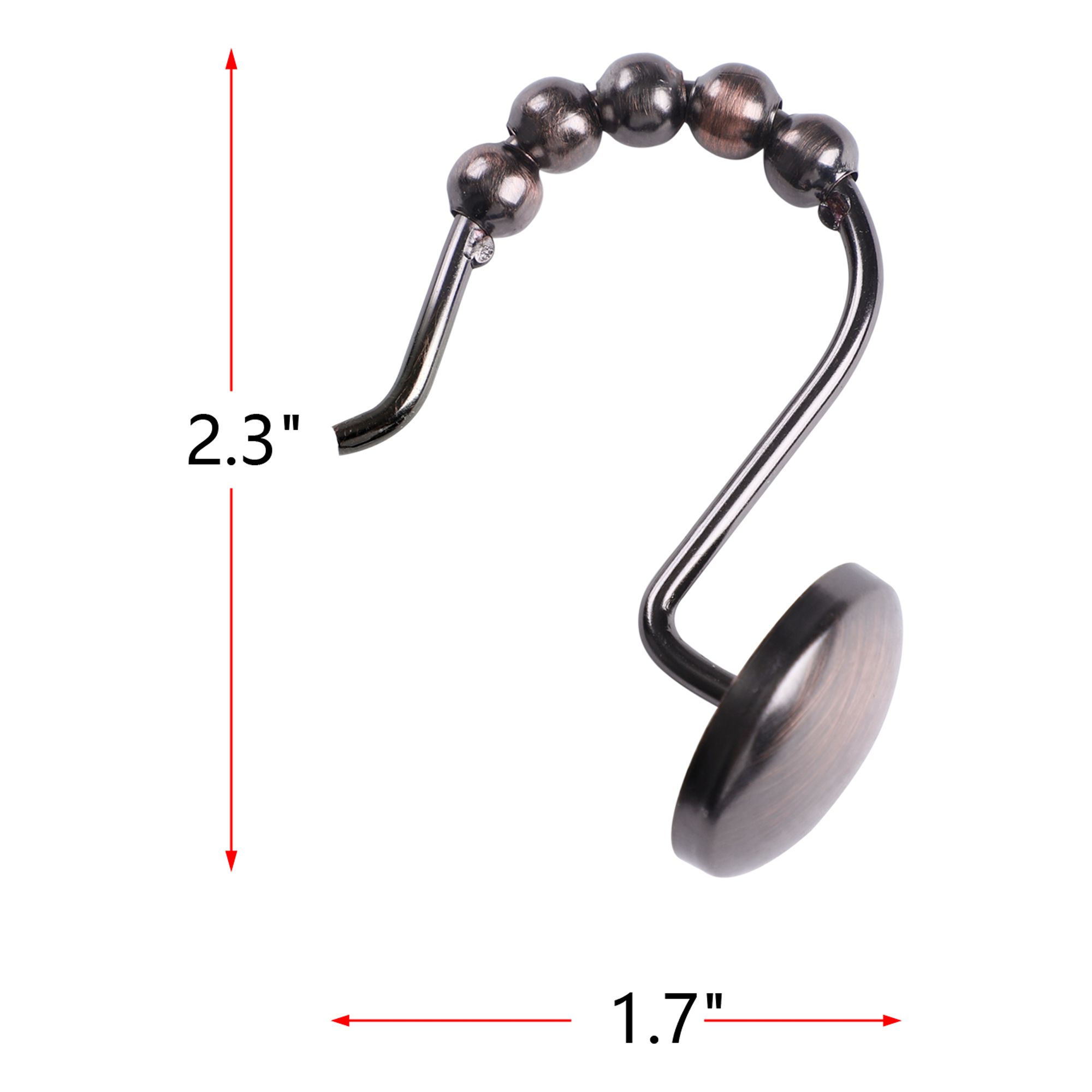 Utopia Alley Shower Hooks - Shower Curtain Rings for Bathroom - Rust Resistant Roller Shower Curtain Hooks for Shower Curtain or Liner - Set of 12, Oil Rubbed Bronze