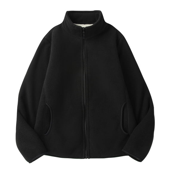jtjvou Women's Full Zip Soft Fleece Jacket Plus Size Lightweight Outdoor Coat Winter Warm Jacket for Women Black,XXL