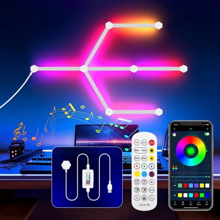 DAYBETTER RGB Smart Splicing Light Lines 9PCS, Modern LED Wall Panels with APP/Remote Control, DIY Gaming Lights with Music Sync, for Game Room, Bedroom & Living Room Decor
