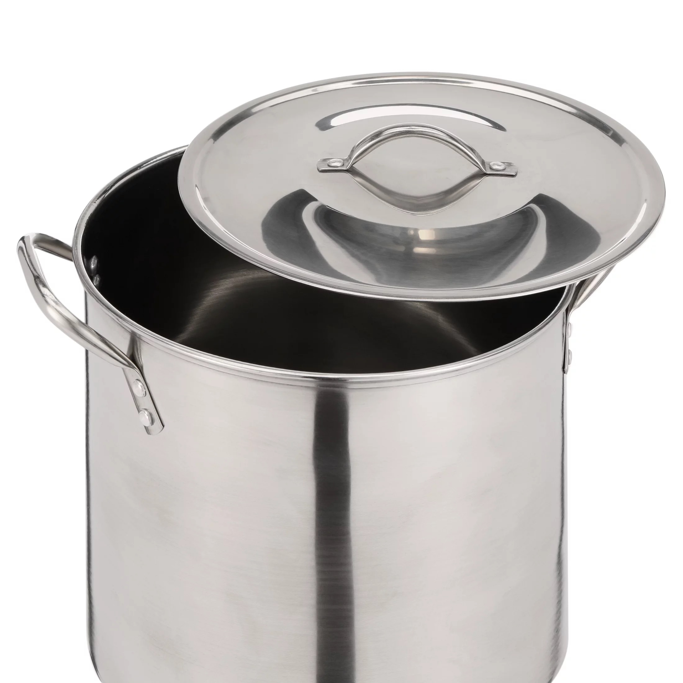 Mainstays 16-Quart Stainless Steel Stock Pot with Metal Lid, Riveted Handles, Stay-Cool Design