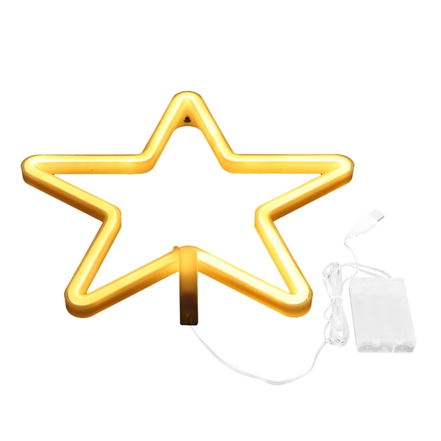 Neon Lamp, USB/Battery Powered Neon Light Wall Lamp Star Shape LED Light Neon Sign Unique For Birthday Party Living Room Warm Colour