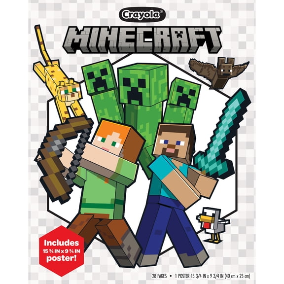Crayola Minecraft Loose Leaf Coloring Pages, 28 Pgs, Aged Up Coloring, Minecraft Stocking Stuffer, Holiday Gifts for Gamers and Kids Ages 8 
