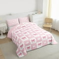 thumbnail image 2 of Manfei Cute Bowknot Bedding Comforter Set,Kawaii Bowtie Bow Twin Comforter Sets,Pink White Heart Pattern Bedding Set For Girl,Breathable Home Decor Reversible,2-Piece, 2 of 7
