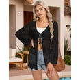 thumbnail image 4 of Swimsuit Cover Up for Women Tied Open Front Cardigans Beach Cover Up Long Sleeve Crochet Swim Cover Ups Shermie, 4 of 8
