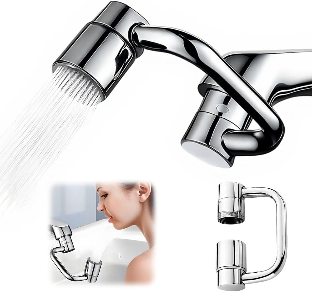 Rotatable Faucet Aerator Extension, 2026 New Universal Sink Faucet 1440° Rotatable Faucet Aerator Extension, U-Shaped Faucet Extender 360° Rotating Faucet Extender for Bathroom Sink/Kitchen 2Pcs