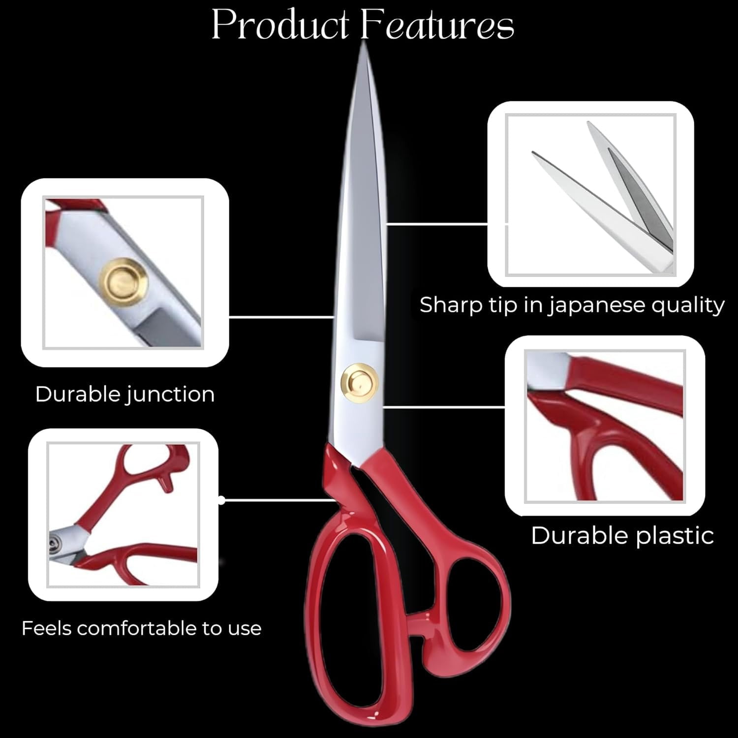 Professional Fabric  10'' - Heavy Duty Sewing Shears with High Carbon Steel  for  , Tailoring,Crafts, Industrial Strength Use,  Precision Dressmaking Tools