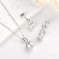 thumbnail image 3 of Leander Sterling Silver Pearl Jewelry Set with Shiny Moissanite, Real Freshwater Pearl Earrings Necklace for Women, Wedding Jewelry for Brides Bridesmaid, Mother's Day, 3 of 6