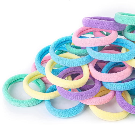 50PCS Colored Hair Ties for Thick Hair, Stretchy Hair Bands for Women’s Hair, Soft Ponytail Holders, Large Pony Tails Hair Ties No Damage, 2 Inch in Diameter.