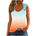 thumbnail image 2 of CLOISE Tank Top for Women and Teens Orange Summer V Neck Comfy Casual T Shirts Fashion Sleeveless Gradient Color Hollow Breathable Soft Blouse L, 2 of 4