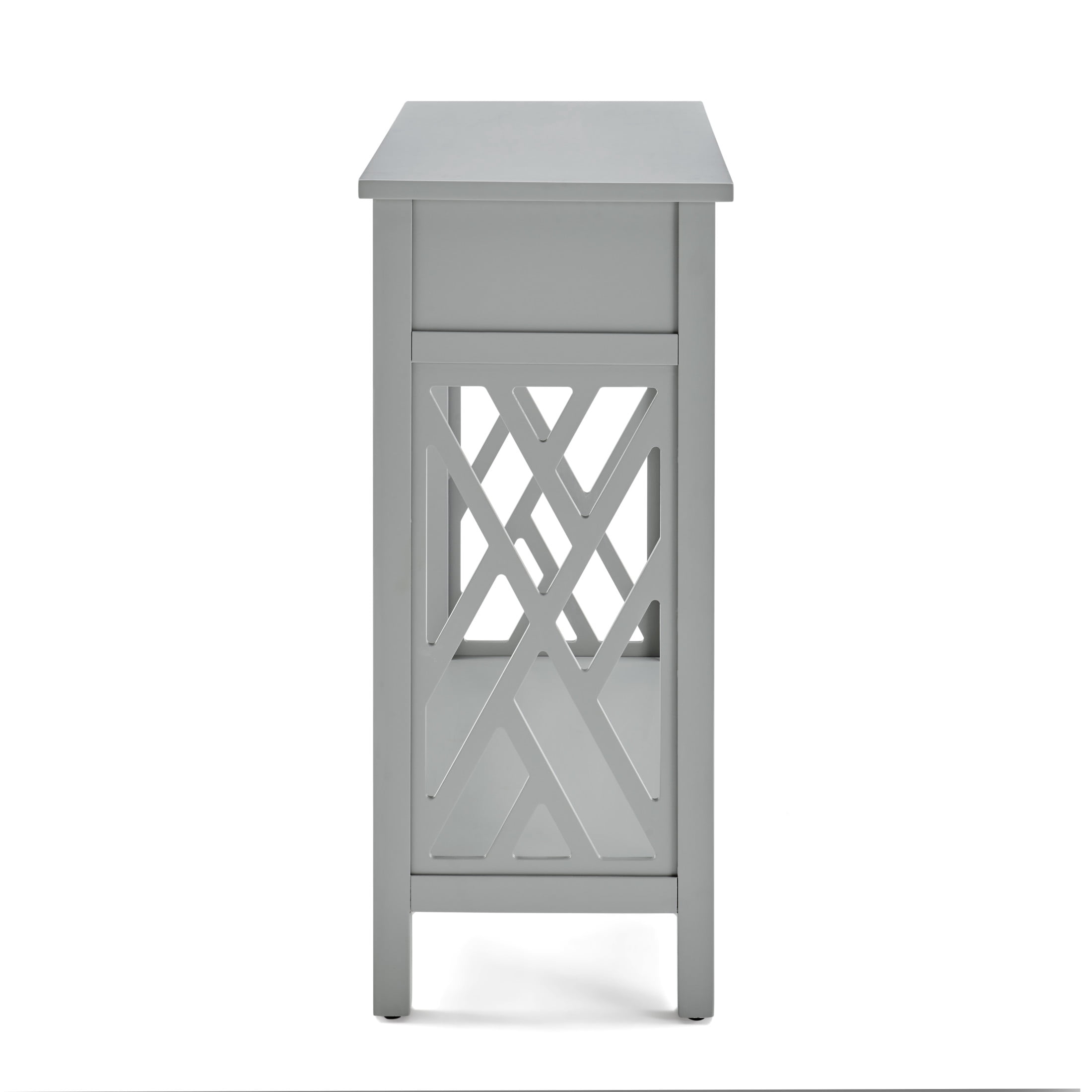 Alaterre Furniture Coventry 32" Wood Console Table with Drawer and Shelf, Gray