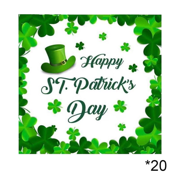 Deeceymbur 20 Pcs St Patricks Day Party Set Disposable Paper Plates Napkins Cups Clover Design Green Themed Tableware