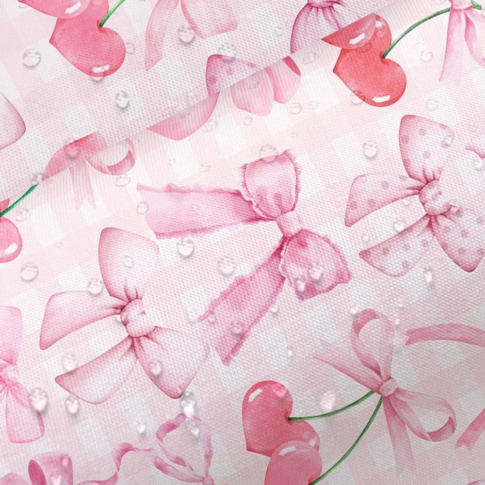 Cute Pink Shower Curtain Modern Aesthetic Coquette Bow Pretty Bathroom Decor for Girls Teens Fabric Waterproof Polyester Bathroom Decor Set with Hooks,60X72