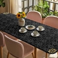 thumbnail image 3 of Black Golden Floral Table Cloths for 8 Foot Rectangle Tables, Modern Abstract Art Spring Flowers Patio Waterproof Elastic Fitted Tablecloths, Washable Rectangular Table Cover for Camping, 3 of 8