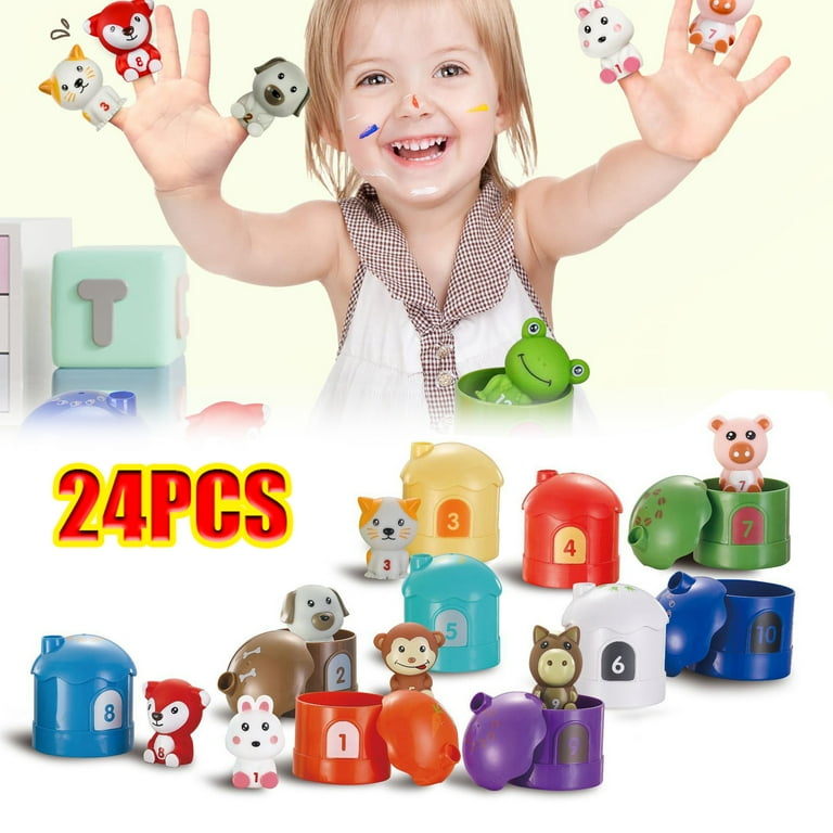 24 Pcs Farm Animal Toys Montessori Counting Matching Sorting Fine Motor Games Best Gift for Your Baby