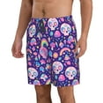 thumbnail image 2 of Cauagu Skull mushroom rainbow Print Men's Swim Trunks,Hawaiian Bathing Suit Swimsuits Beach Shorts with Pockets for Men Quick Dry Swimming Board Shorts-3X-Large, 2 of 6