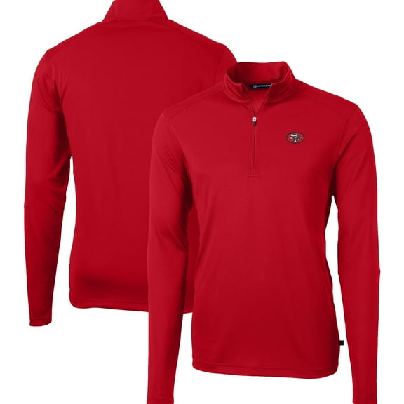 Men's Cutter & Buck Scarlet San Francisco 49ers Big & Tall Virtue Eco Pique Quarter-Zip Jacket
