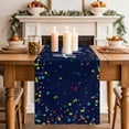 thumbnail image 2 of Table Runner 72 Inches Long for Kitchen Dining, Happy Birthday Dresser Scarf Farmhouse, Dining Table Decorations for Wedding/Parties, Navy Blue Modern Abstract Art 18 x 72 In, 2 of 8