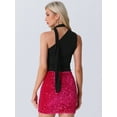 thumbnail image 4 of DARING DIVA Women's One Shoulder Sleeveless Ruched Crop Tank Top S Black, 4 of 6