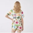 thumbnail image 2 of Women’s Hawaii Satin Pajama Set, Aloha Tropical Vacation Short Sleeve PJs, Cute Summer Sleepwear Gift for Her, 2 of 4