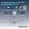 thumbnail image 3 of Ventilador de Techo Beckon Moderno 48' 1.2m Silencioso 6 Velocidades Color Gris, 3 of 7