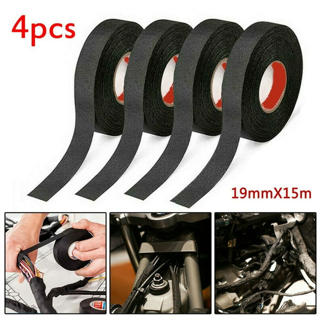 4 Uds. Cinta adhesiva de tela de 19mm x 15m cinta de tela telares eléctricos cinta de arnés de cableado