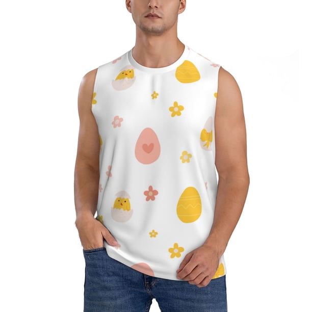 Balery Funny Chicken Camisetas sin mangas para hombre, absorbe la humedad y protege contra el mal olor.-Small
