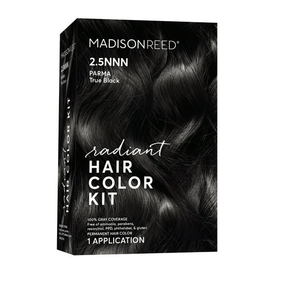 Madison Reed Radiant Permanent Hair Color Kit, Parma, (2.5NNN), True Black, 8-Piece Kit