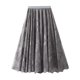 thumbnail image 3 of Gibobby faldas de mezclilla para mujer Vestido de falda larga de playa con cintura elástica plisada de una línea de columpio fluido de verano para mujer(Gris, Talla única), 3 of 5