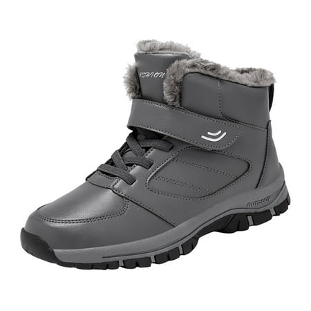 

IUJSOY Men s Winter Snow Boots Anti Slip Hiking Shoe Warm Furry Lined Work Walking Ankle Shoes
