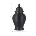 thumbnail image 4 of Ceramic Ribbed Temple Jar for Living Room Decor - Decorative Home Accent for Office Display, Entryway, and Kitchen Counter - Flower Vase for Bedroom, House, and Table Styling - 24", Black, 4 of 11